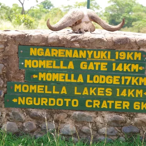 Directional sign within Arusha National Park