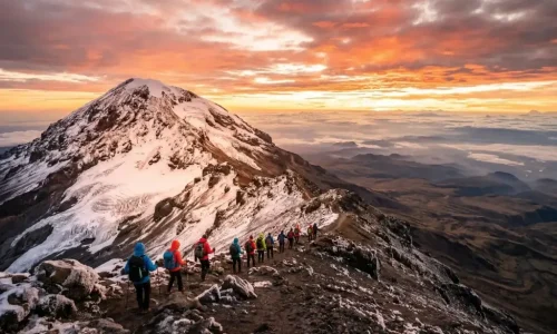 climbers towards the uhuru peak through Marangu route
