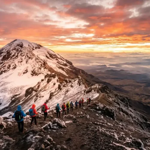 climbers towards the uhuru peak through Marangu route