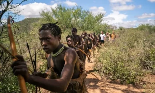 hadzabe man on a hunting activity