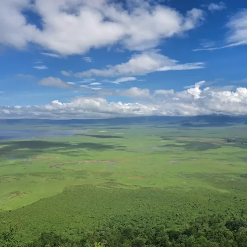 ngorongoro crater aerial view